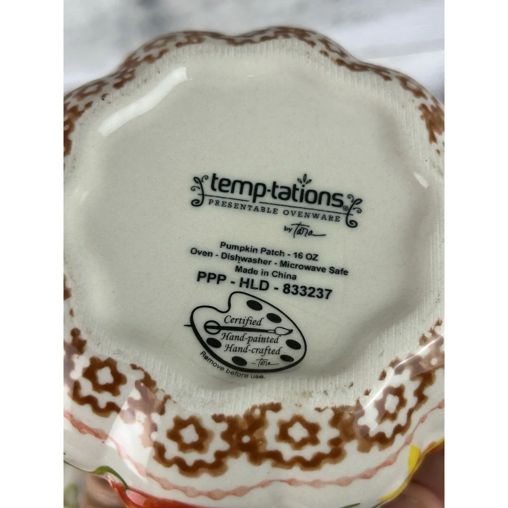 Temptations by Tara Old World Pumpkin Patch Pattern Ceramic Sugar Bowl W/ Spoon